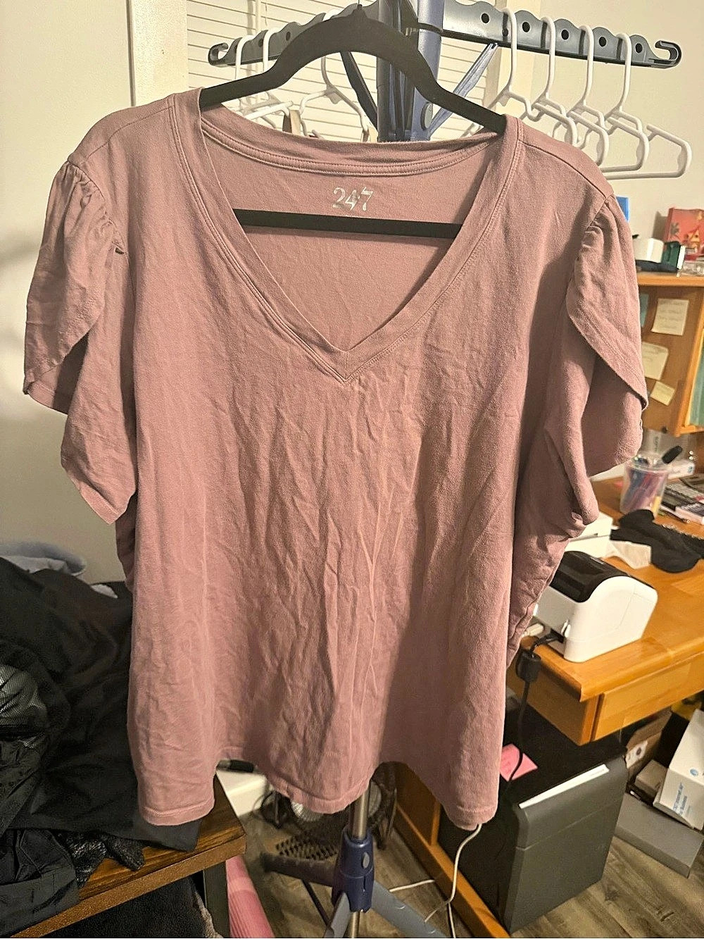 Maurices Pink Short Sleeve V-Neck Tee